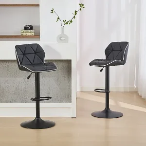 Zertifiziert Barhocker 2er-Set höhenverstellbar - Kunstleder & Stahl - Schwarz - CALVIN