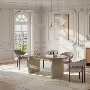 Bestpreis 2er-Set Stühle aus strukturiertem Stoff und schwarzem Metall - Taupe - ALORINA