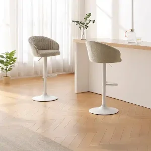 2‑er Set Barhocker - Textilstoff & Metall - Höhe verstellbar - Creme - DORALIZ Bestpreis
