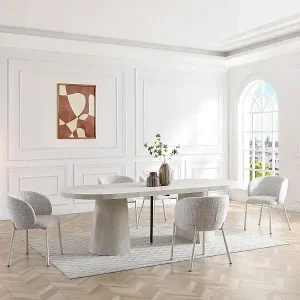 Zertifiziert Stuhl 6er-Set - Tweedstoff & Metall - Creme - SIJOLA