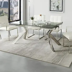 Angebot Esstisch ausziehbar - 6 bis 8 Personen - Sicherheitsglas & Metall - VELIKA