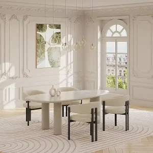 2er-Set Stühle aus Stoff und schwarzem Metall - Beige - CIBARO Top-Preis