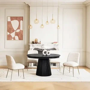 Top-Preis Ausziehbarer Esstisch 4-10 Personen - Eschenfurnier - Schwarz - LATSURY