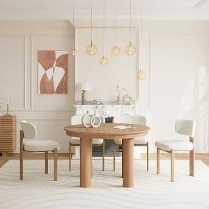 Ausziehbarer Esstisch für 4 bis 8 Personen mit Eichenfurnier - Helles Naturbraun - ELITARO Geprüft