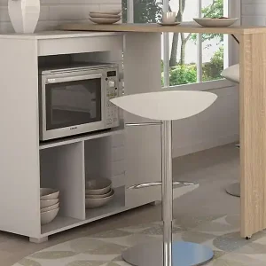 Bartisch drehbar mit Stauraum - Weiß & Eichefarben - SATURNE Kostenloser Rückversand