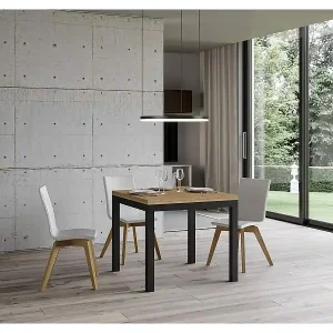 Ausziehtisch 90x90/180 cm Everyday Libra Eiche Natur mit Eisenrahmen aus Anthrazit Solange Der Vorrat Reicht