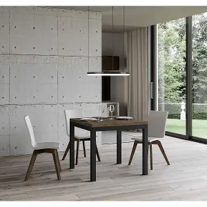 Ausziehtisch 90x90/180 cm Everyday Libra Nussbaum mit Eisenrahmen aus Anthrazit Bestseller