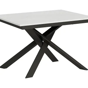 Ausziehbarer Tisch 90x120/180 cm Ganty Esche weiß – Kante in der gleichen Farbe wie das Gestell in Anthrazit Saisonangebot