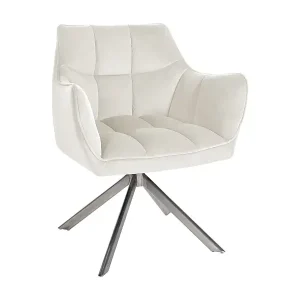 Versand Am Gleichen Tag Stuhl mit Armlehnen - Samt & edelstahl - creme - Swing