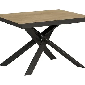 Ausziehbarer Tisch 90x120/180 cm Ganty Natureiche – Kante Anthrazit Gestell Anthrazit Knallerangebot