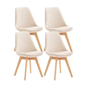 Top-Preis 4er Set Esszimmerstuhl - Samt - beige - Linares