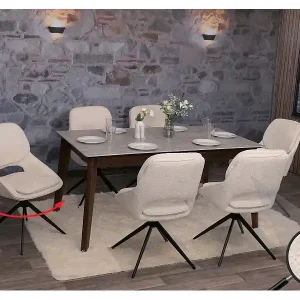 Abverkauf Esszimmerstuhl MCW-N73 (6er-Set), Creme-beige