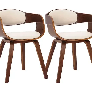 Nur Für Kurze Zeit 2er Set Stuhl mit Armlehnen - Kunstleder - walnuss/creme - Kingston