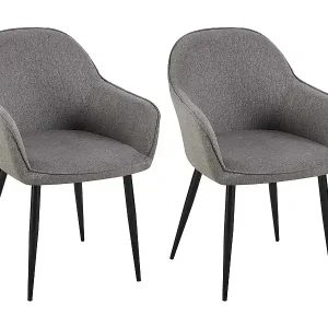 Billig 2er Set Esszimmerstuhl - Stoff - dunkelgrau - Boise