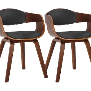 2er Set Stuhl mit Armlehnen - Kunstleder - walnuss/schwarz - Kingston Knallerangebot