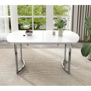 Erweiterbares Esstabelle 4 bis 6 Personen - MDF White Lacked - Max 60 kg Ladung - 140/180x80x75 cm Letzte Chance