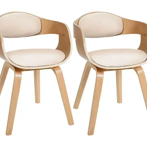 2er Set Stuhl mit Armlehnen - Kunstleder - natura/creme - Kingston Top-Angebot