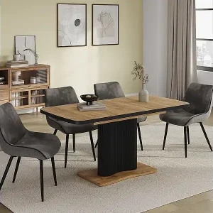 Esstisch schwarz/goldkraft eiche 120x80x77.4 fenaro Bestpreis