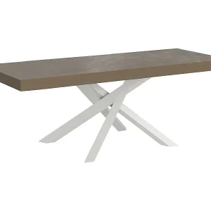 Volantis Premium taubengrauer ausziehbarer Tisch 160/264x90 cm mit weißen Beinen Nur Für Kurze Zeit