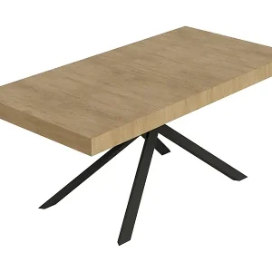 Zertifiziert Niket ausziehbarer Tisch 200/304x90 cm, Eiche natur mit anthrazitfarbenen Beinen