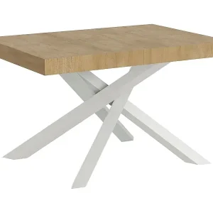Angebot Ausziehbarer Tisch 90x120/380 cm Volantis Natureiche, weißes Gestell