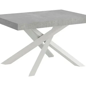 Abverkauf Ausziehtisch 130/390x90 cm Volantis Zement Tischbeine Weiß