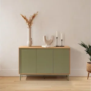 Sideboard Cuzco 3 türen Eichenfarbe/grün Preis Gesenkt