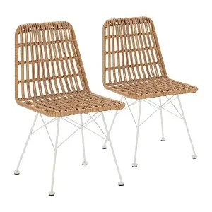 Stuhl-set 2 Esszimmer- oder Gartenstühlen Aitana, Ratan/Weiß Angebot