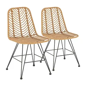 Neu Stuhl-set 2 Esszimmer- oder Gartenstühlen Emi, Ratan/Schwarz