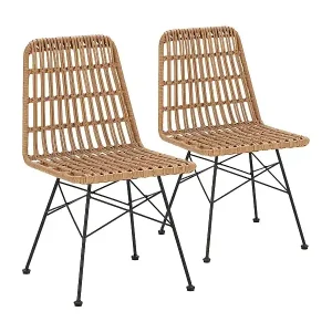 Neue Ware Stuhl-set 2 Esszimmer- oder Gartenstühlen Aitana, Ratan/Schwarz