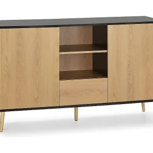 Sideboard Apolo 2 Türen 1 Schublade, Schwarz/Holzfarbe Top-Seller