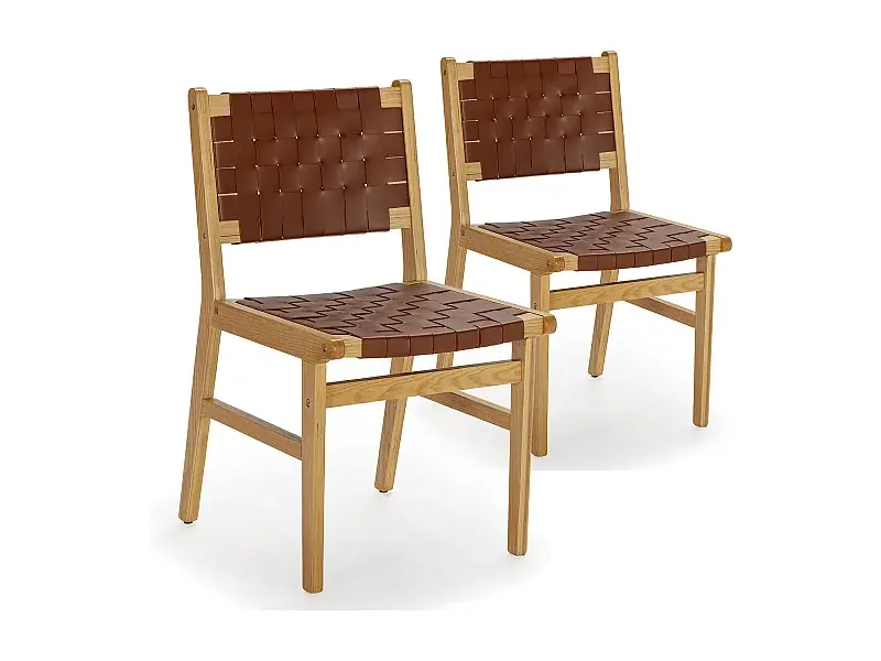 Beliebt Stuhl-set 2 Kurt braun mit recyceltem Leder